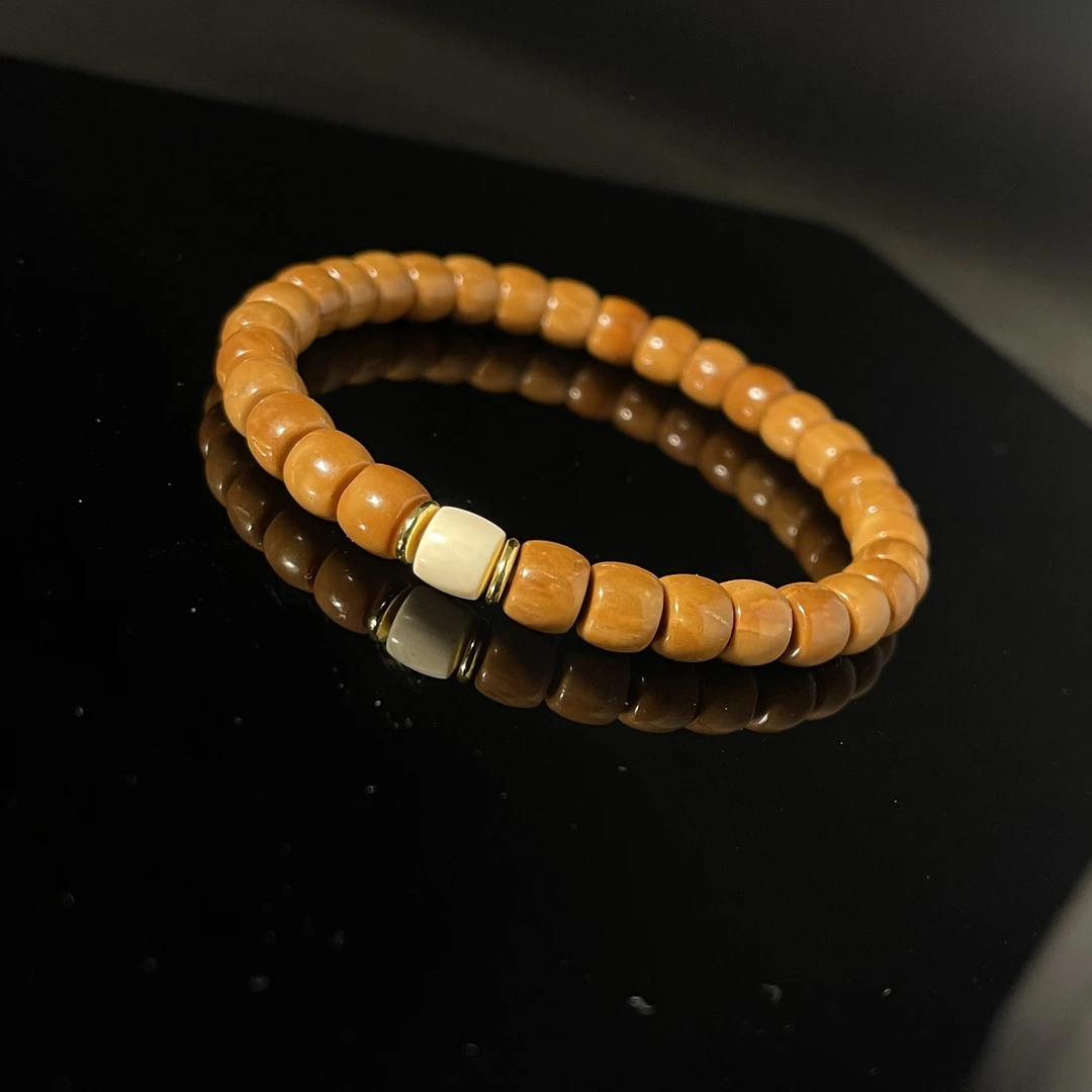 天然库克手串7*6mm直切高油密少棕眼线猛猛设计款