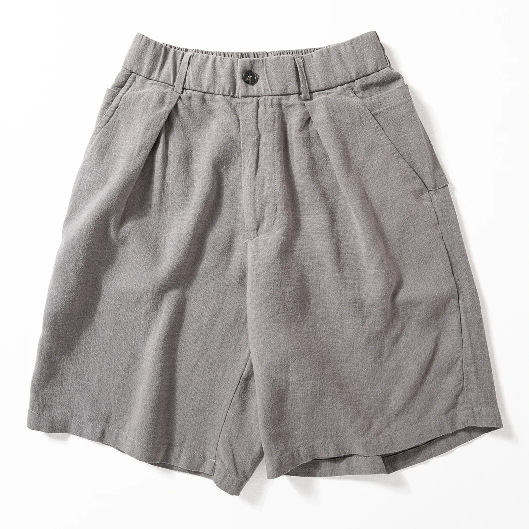 Enbi Simcotton短裤男夏吸湿垂感宽松中裤日系复古天丝苎麻五分裤