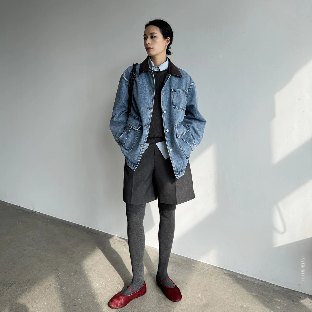 CHUNXILI/春熙里 方领极简基础款牛仔外套D00W51001