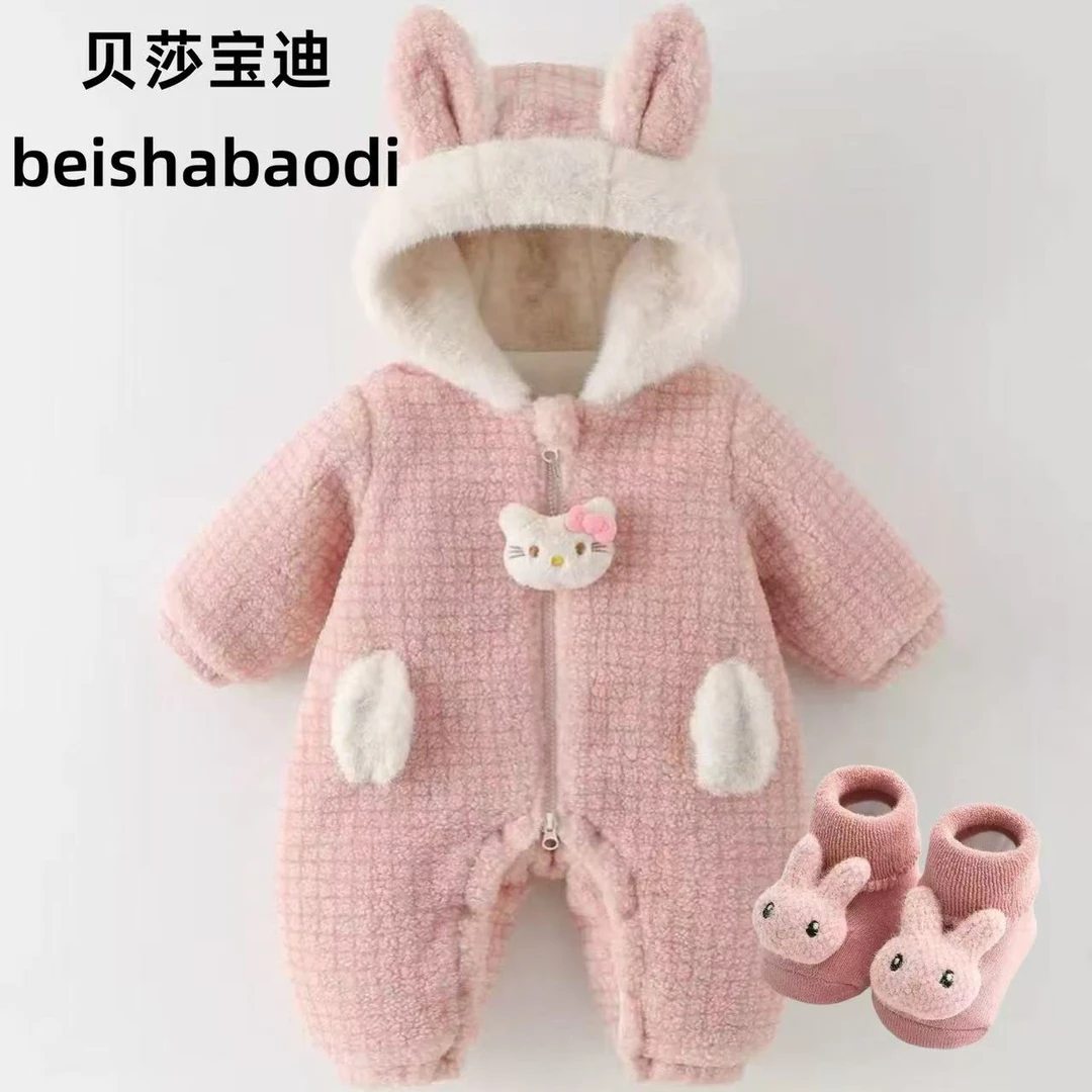 婴儿连体衣保暖哈衣舒适透气宝宝爬服新生儿外出防风哈衣连体套装