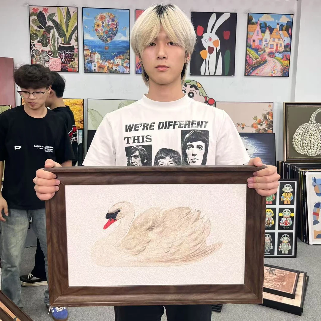 天鹅美式复古装饰画挂画餐厅卧室床头挂画146