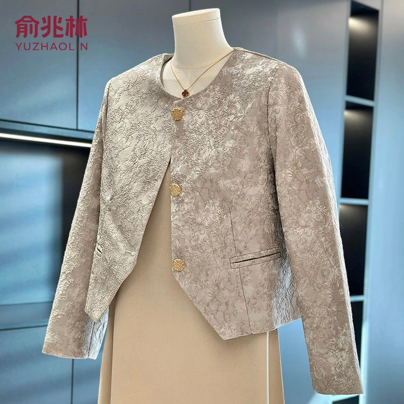 气质妈妈秋季圆领百搭长袖连衣裙中老年女春秋时尚复古裙子两件套