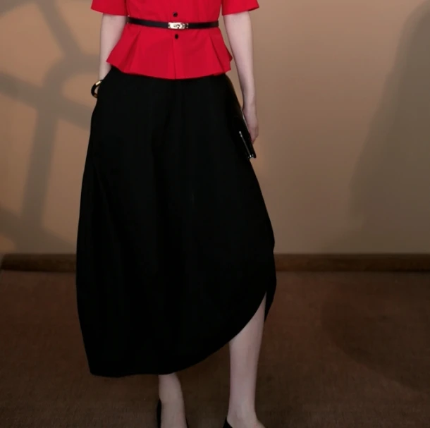 小井定制私服【郁金香】立体剪裁不规则高腰花苞裙J25W219