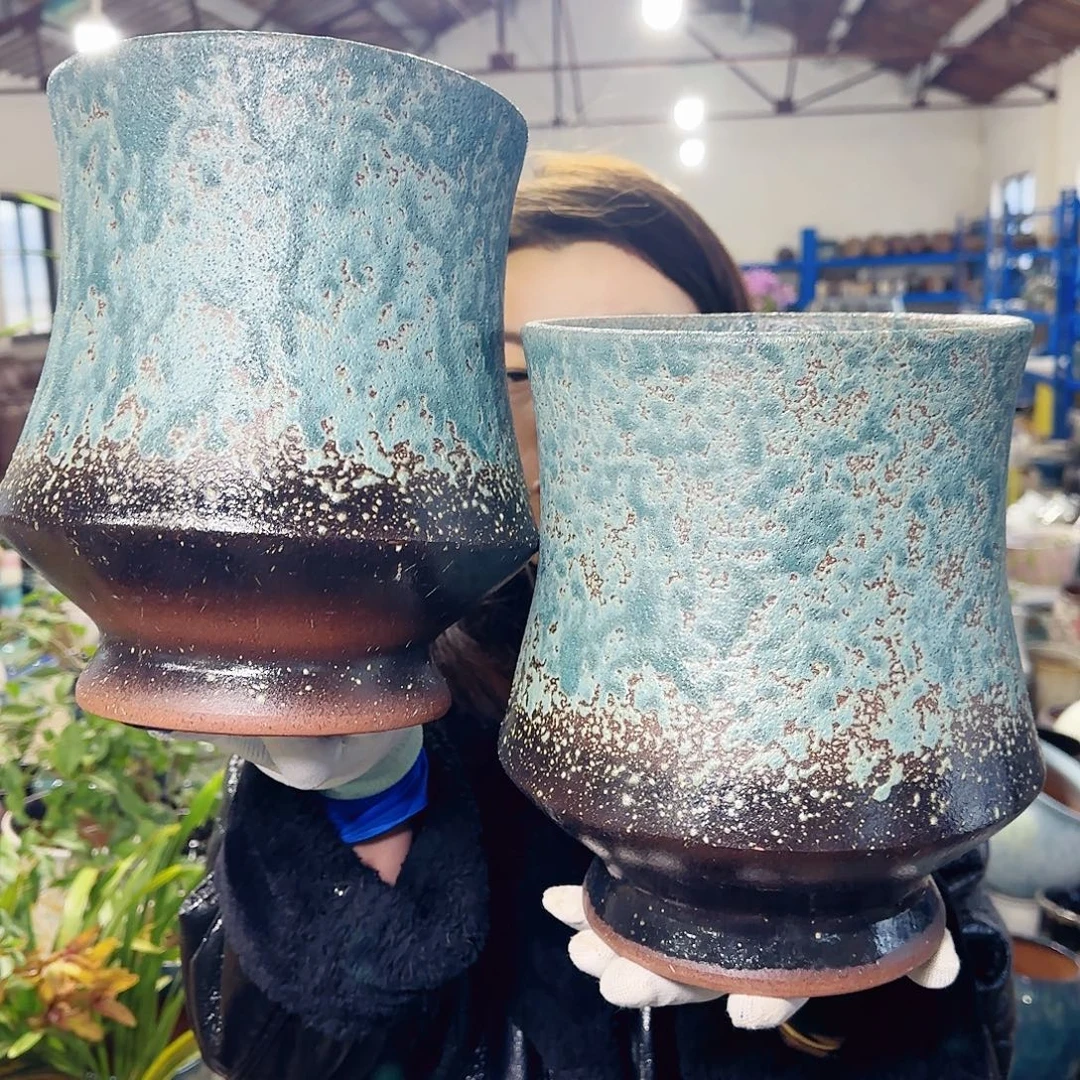 紫砂花盆高24口19