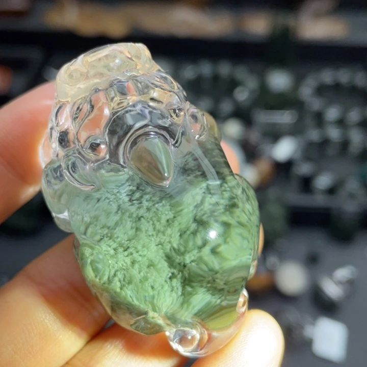 颈饰未镶嵌水晶绿幽灵聚宝盆貔貅定制