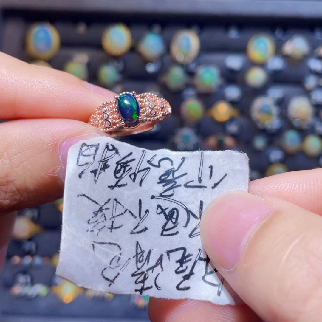 欧泊戒指）银S925镶嵌国**人