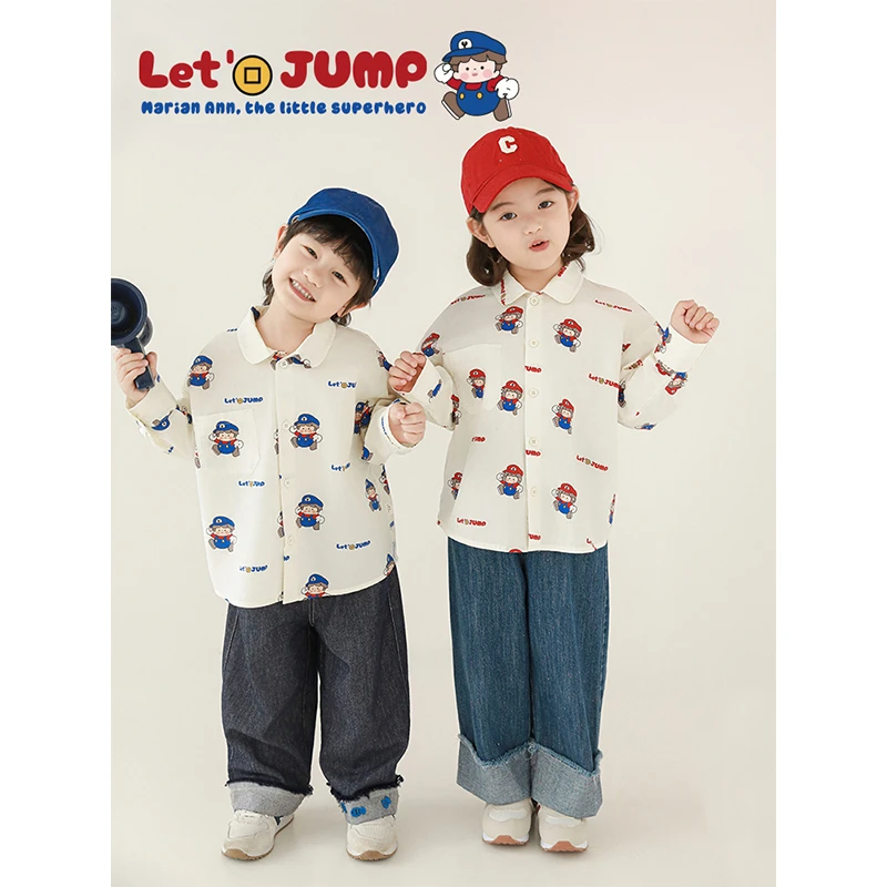 YOEHYAUL/幼悠春三波 原创卡通印花玩偶玛丽安安系列衬衫 GN6004