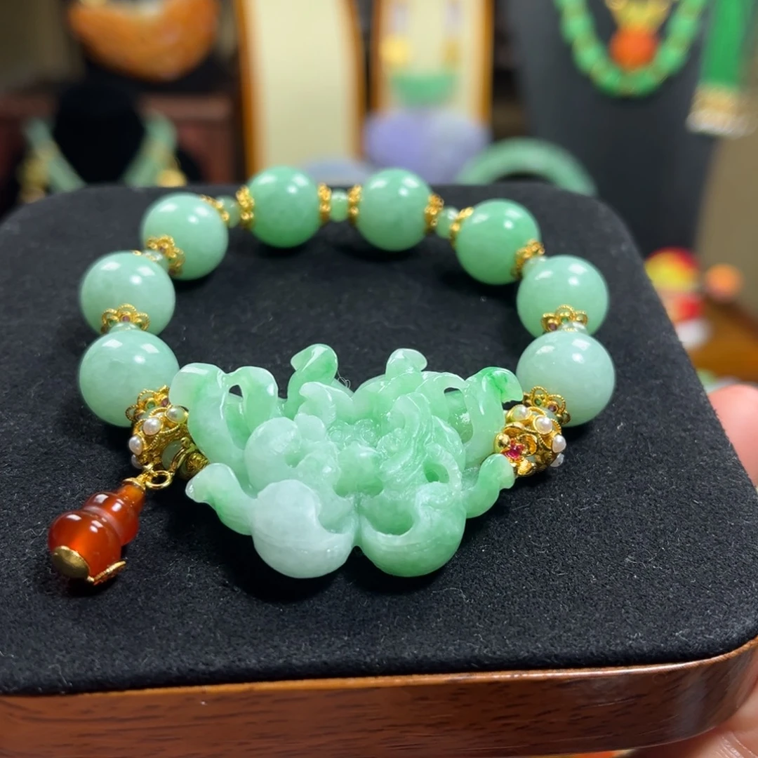 翡翠未镶嵌颈饰天然翡翠手链