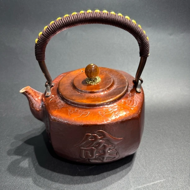 手工锤纹纯紫铜一张铜打造加厚款大容量家用煮茶壶摆件