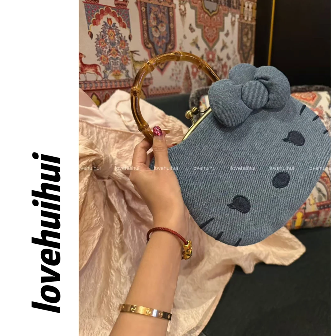 lovehuihui《蓝色的kitty》韩国时尚竹节手提包