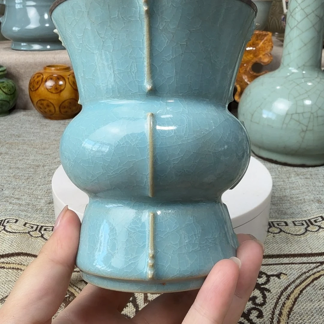 瓷片汝窑包银口丰华尊
