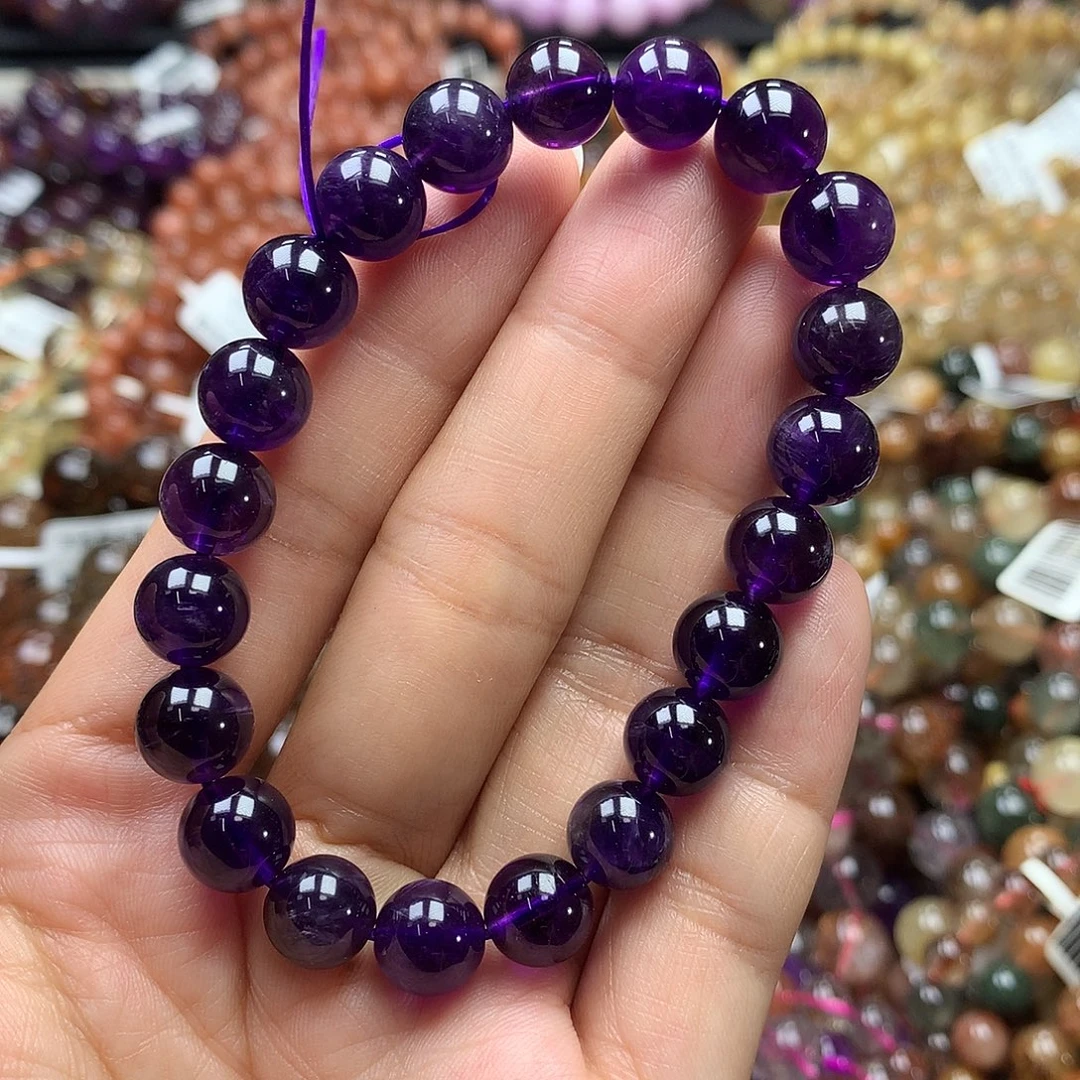 水晶未镶嵌手链紫水晶9mm