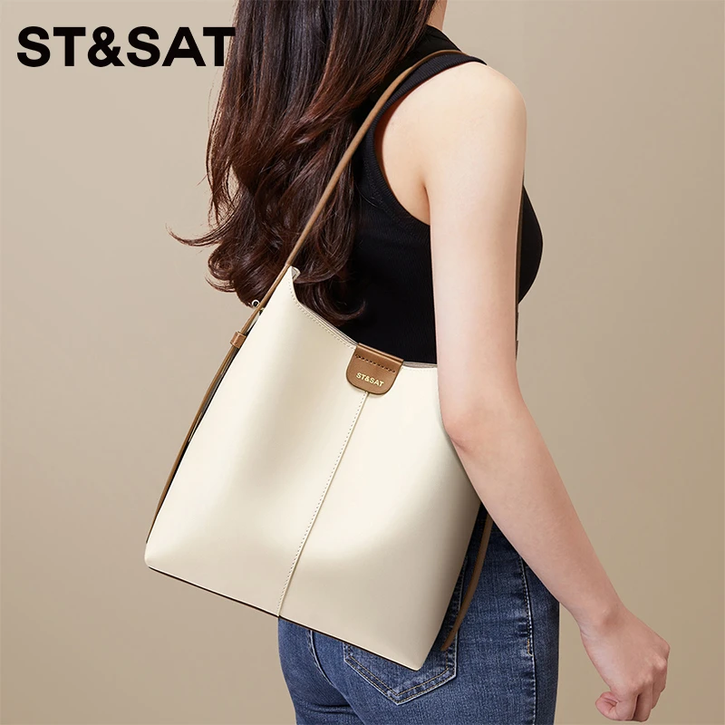 St&Sat/星期六休闲女包大容量托特包单肩包斜挎包水桶腋下包女款