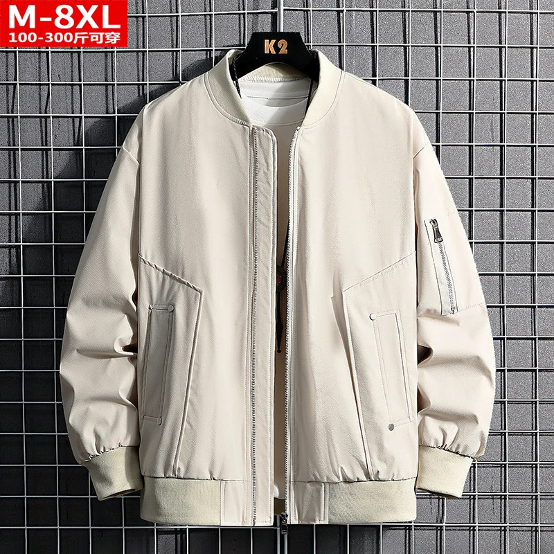 春秋潮流港风男装帅气棒球领飞行夹克胖男士加肥大码宽松休闲外套