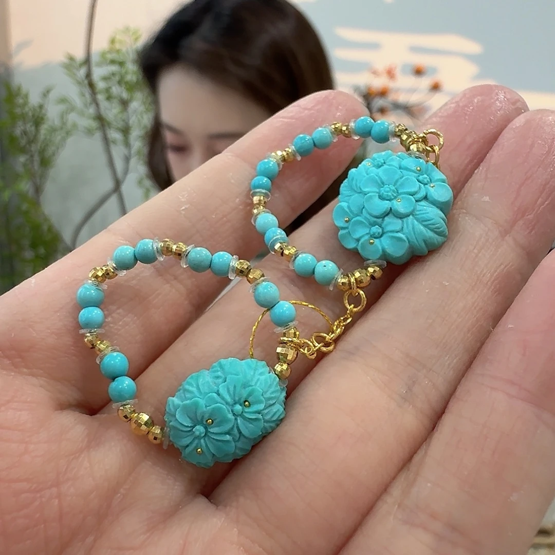 绿松石18K金镶嵌珠宝奇石