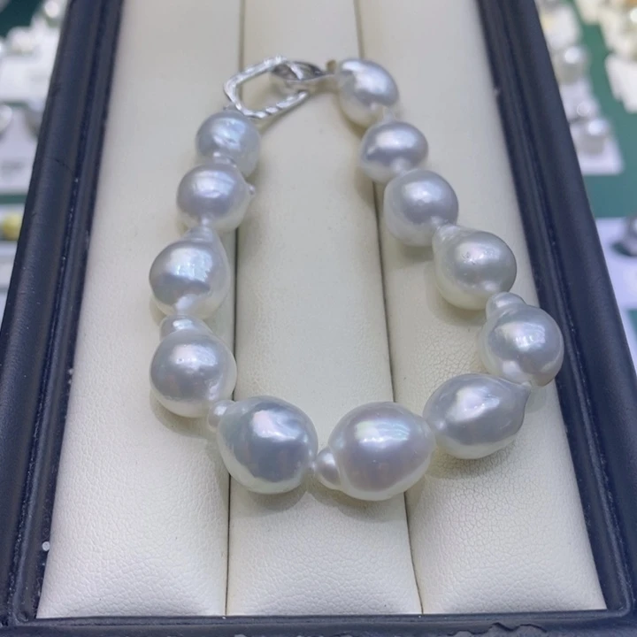 弥***心手链海水珍珠银S925镶嵌