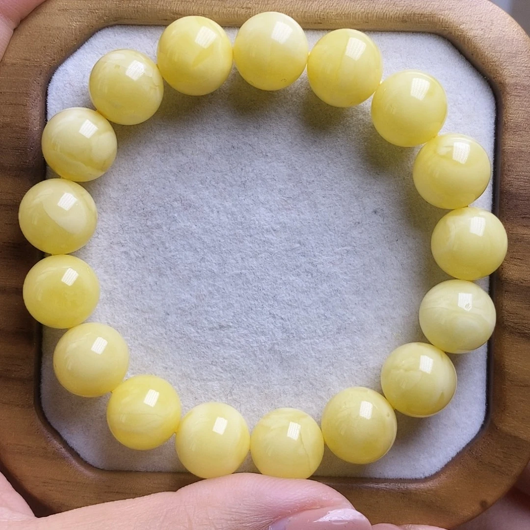 裸石琥珀未镶嵌蜜蜡12圆珠手串克重17.07