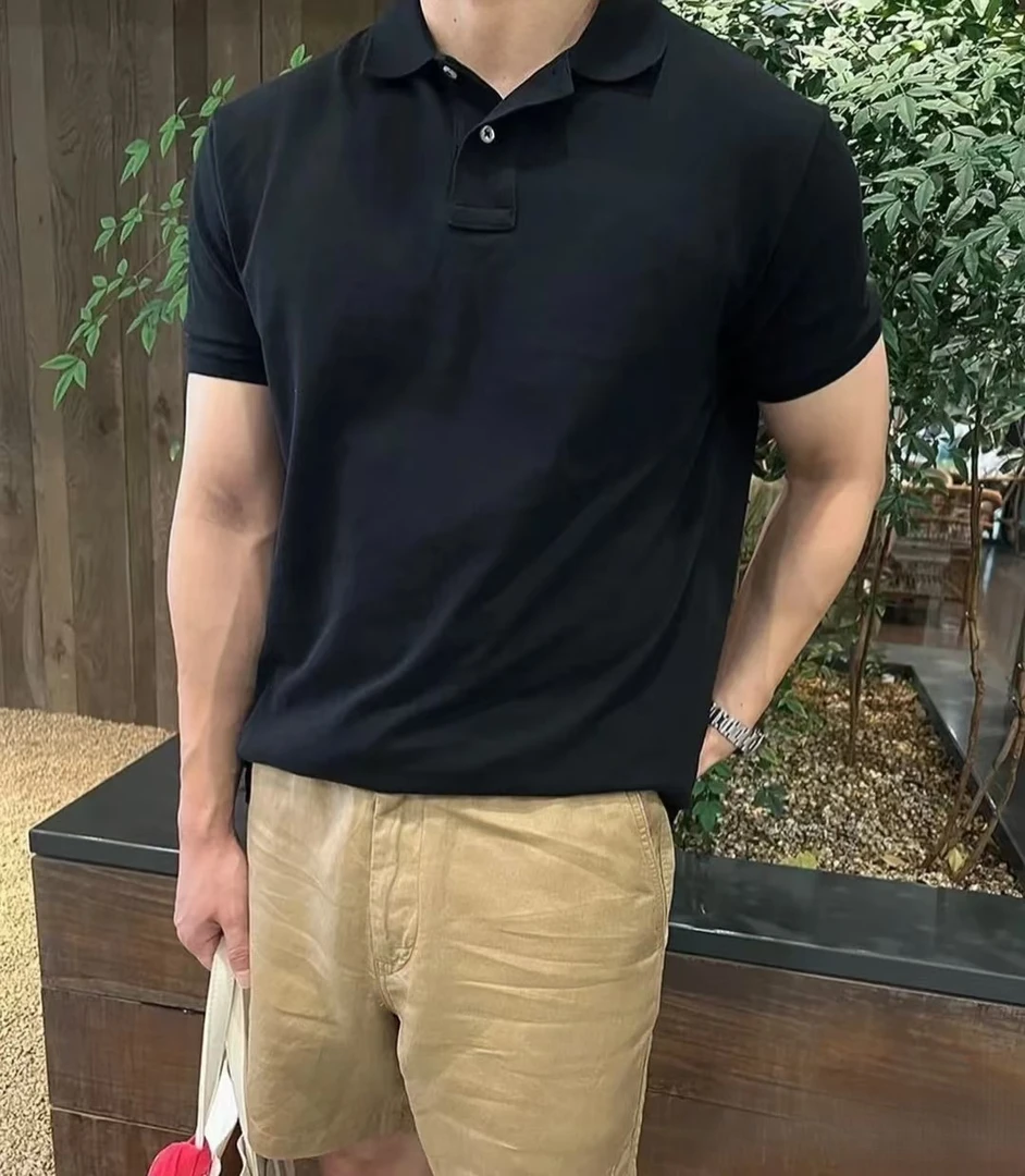 美式液态珠地棉翻领短袖POLO衫男士商务通勤简约纯色休闲时尚#1