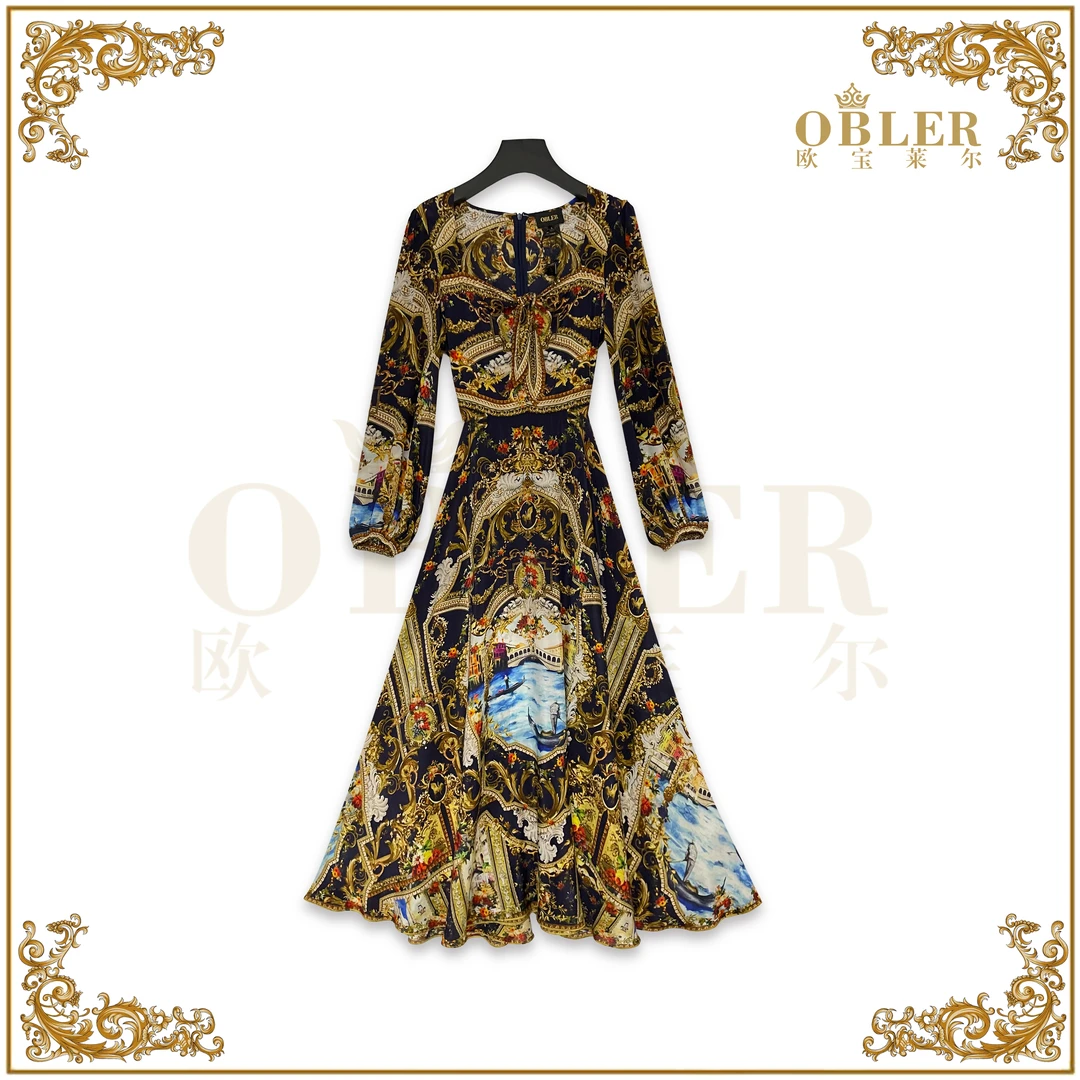 【威尼斯水城2025夏季新款气质轻奢时尚优雅女装连衣裙305-24327