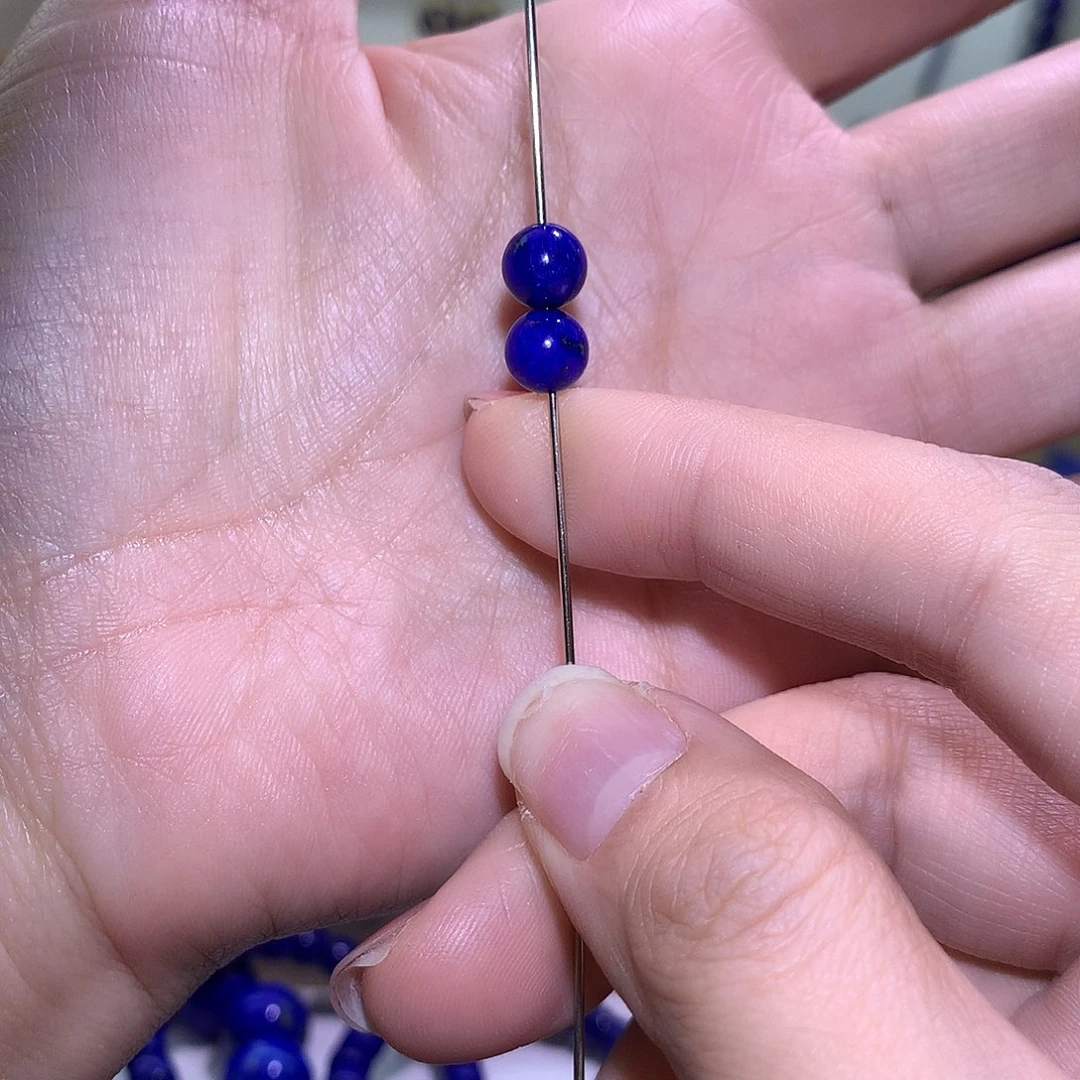 青金石未镶嵌天然原矿单圆珠7 m