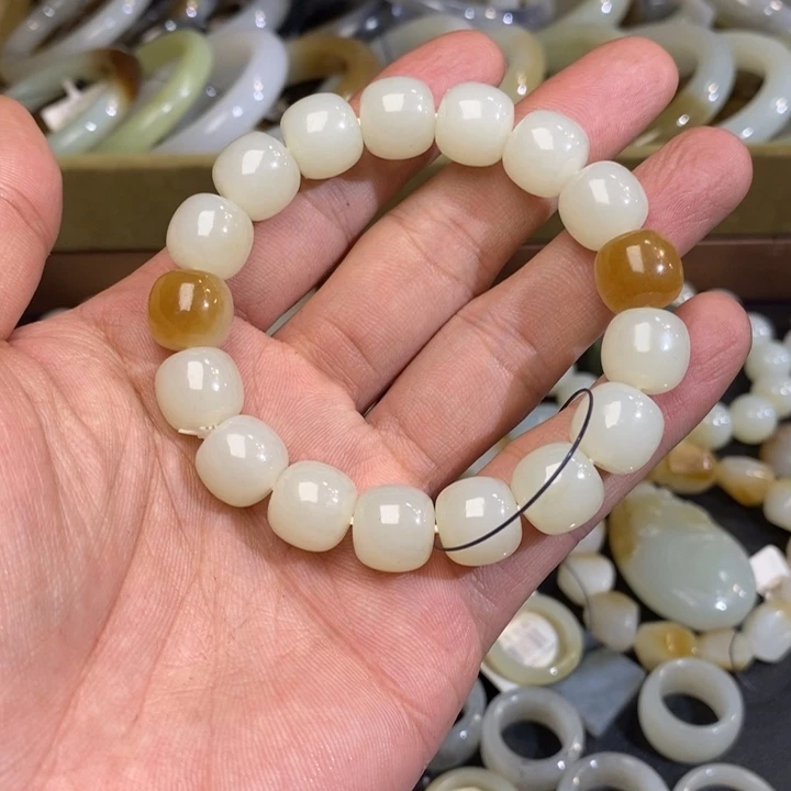 未镶嵌手链和田玉新疆且末阿尔金山山流水老型珠手串