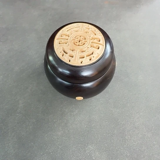 东非黑黄檀（紫光檀）无事牌F58紫光檀嵌黄杨香炉