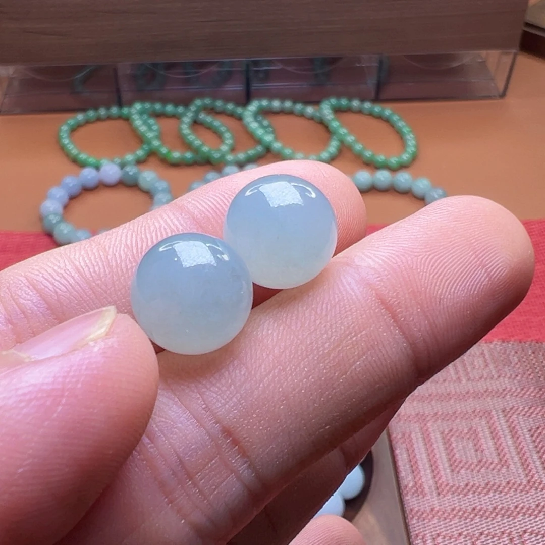 翡翠散珠翡翠圆珠单颗卡12mm