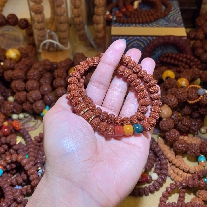 吊坠金刚菩提96玉化双圈红绿珠