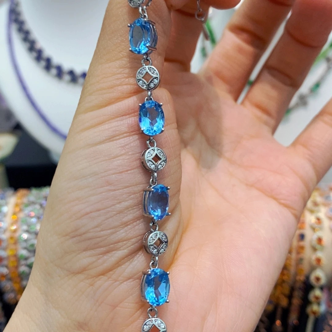 托帕石手链银S925镶嵌