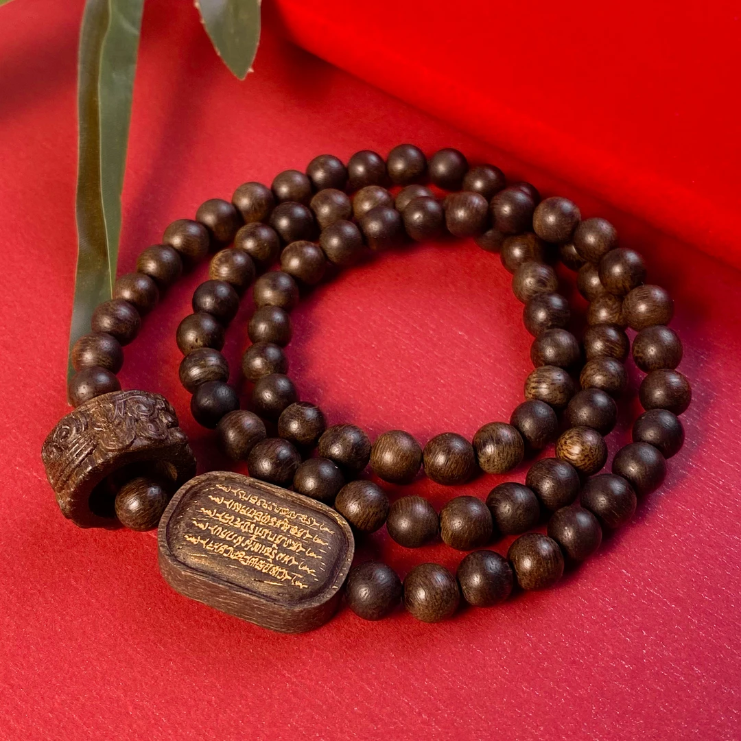 (匠心沉香)玉化白棋0.6三圈搭配紫棋五条经纹富森跑环沉香木