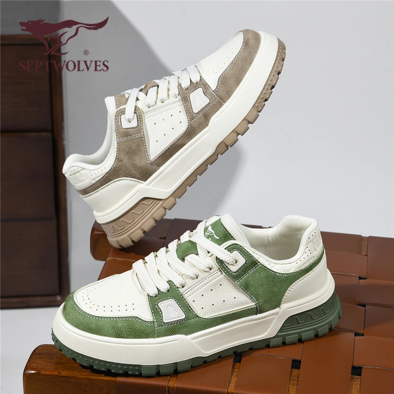 七匹狼2025秋季新款低帮厚底休闲鞋拼色时尚运动板鞋防滑潮鞋9897
