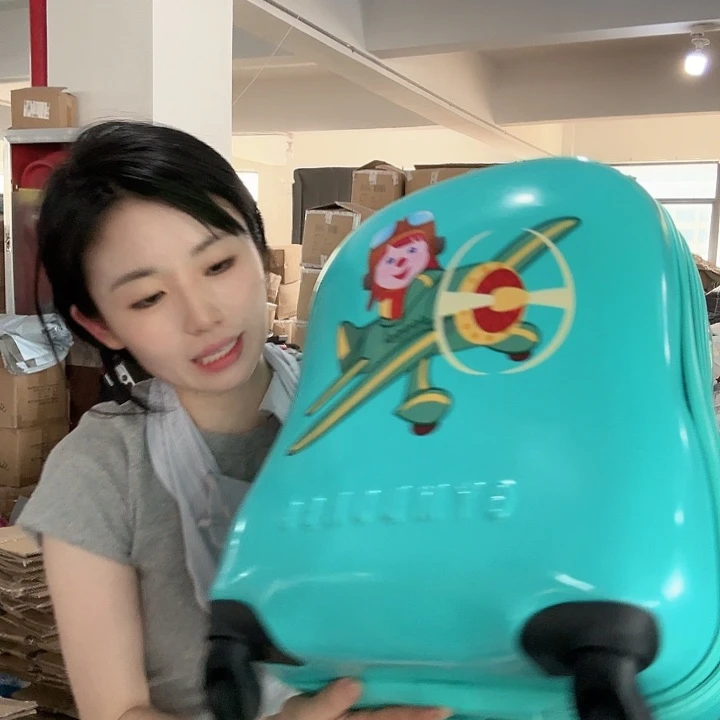 绵羊皮(革)蓝色飞机款旅行箱