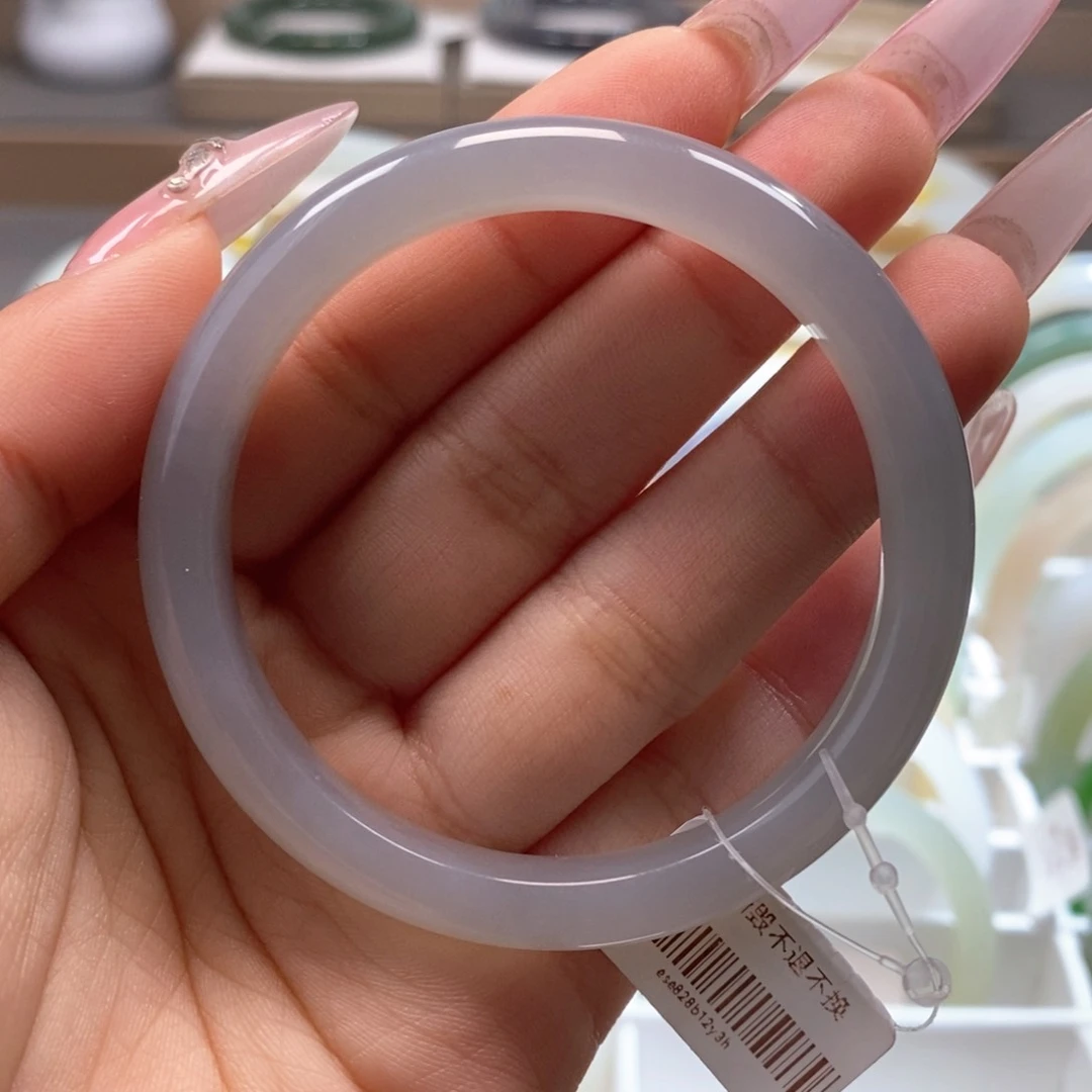 和田玉手镯未镶嵌冰烟紫5253