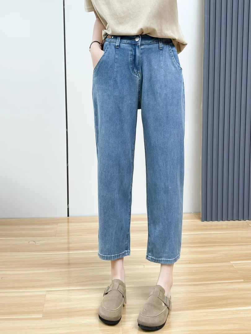 【萨萨BeFirm】微胖大码宽松显瘦休闲修腿型夏款百搭薄款牛仔裤