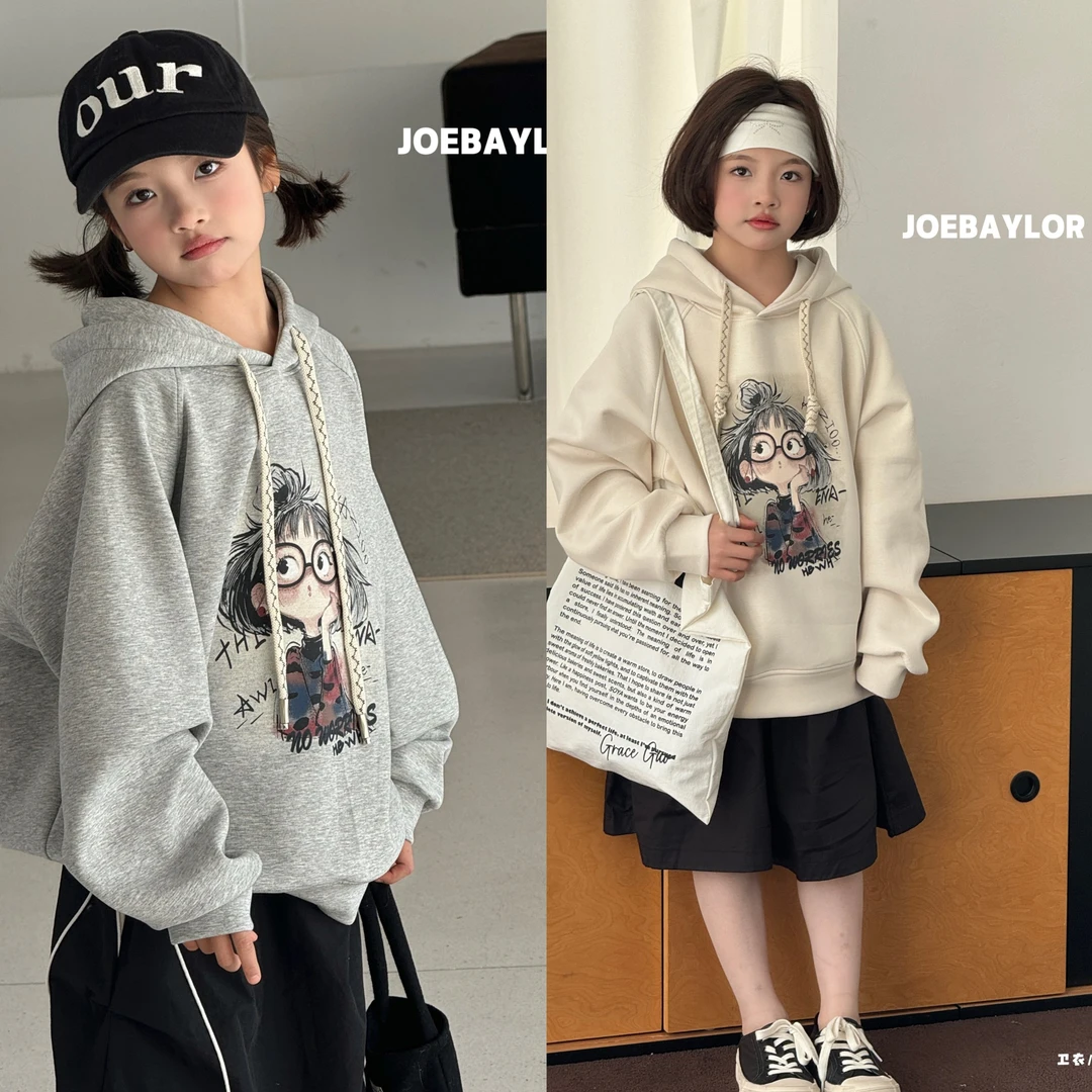 乔贝乐连帽卫衣80023女生春季休闲宽松甜美长袖洋气时尚好看印花