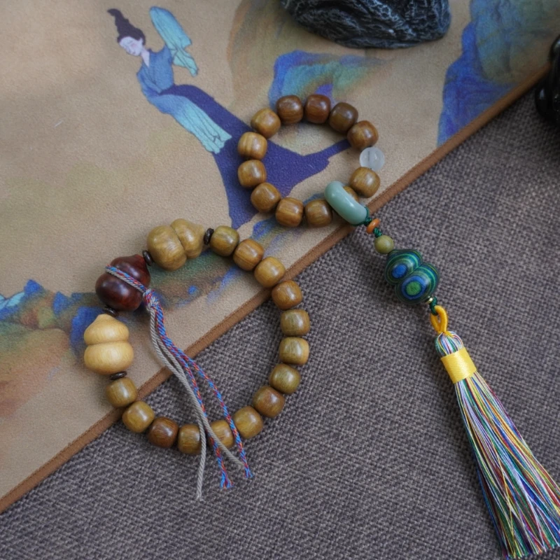 【福禄檀心】天然花香阿根廷绿檀10*9檀木带葫芦手串手链话梅香