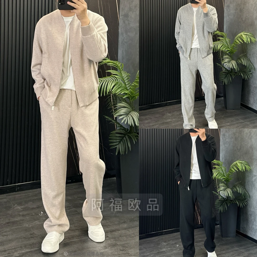 【阿福欧品】男士25秋设计师款V领羊毛醋酸混纺套装