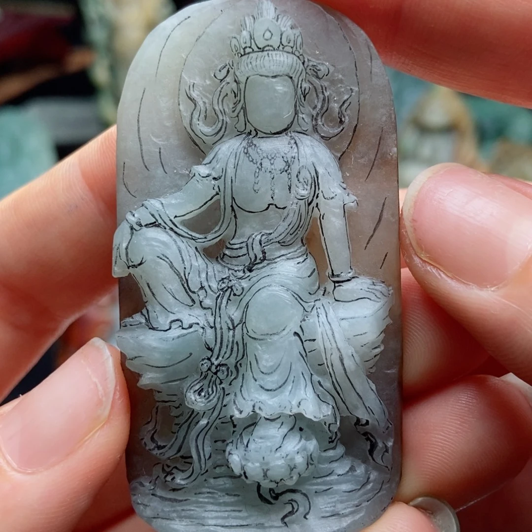 定制翡翠未镶嵌翡翠a货水月观音