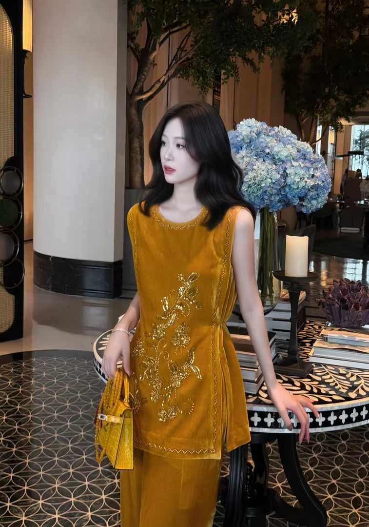 圆领汉服设计师短袖无袖常规款中式运动风新中式时尚
