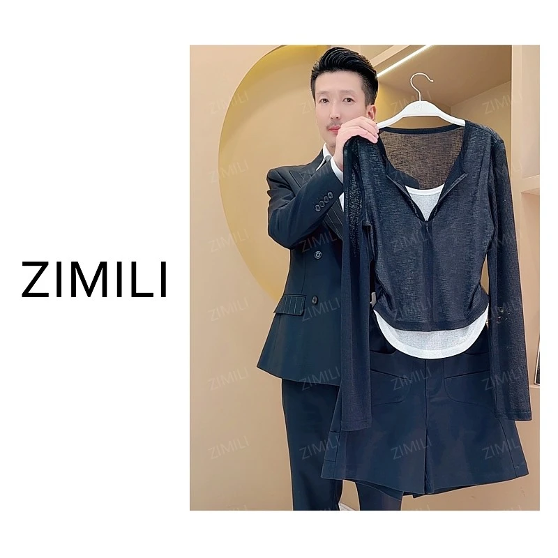 【亮哥女装】2025早秋新品秀场套装《倾墨》暗夜黑两件套女装A03