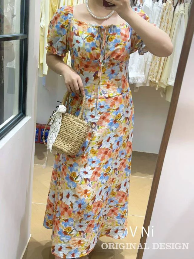 大码碎花连衣裙夏季海边度假宽松减龄适合胖mm显瘦