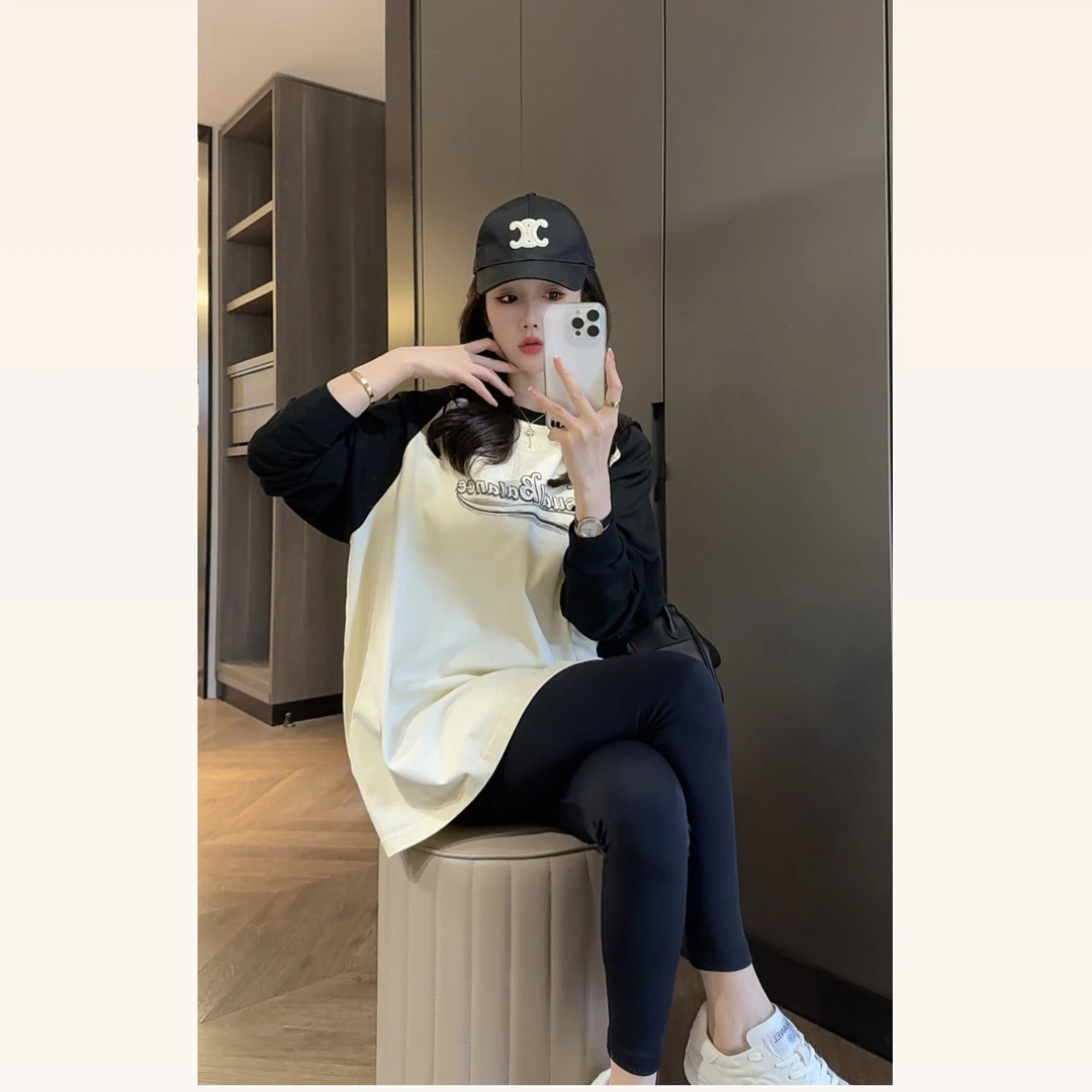 【大静静】美式·黑色运动夏季长袖T休闲薄款DJJ2154