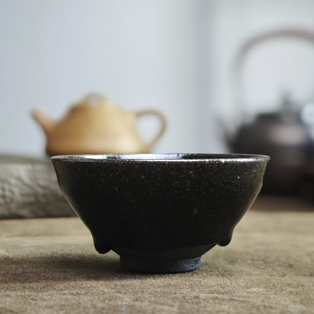 吴兴乾柴烧建盏主人杯纯手作陶瓷杯高端复古茶盏乌金束口盏76222
