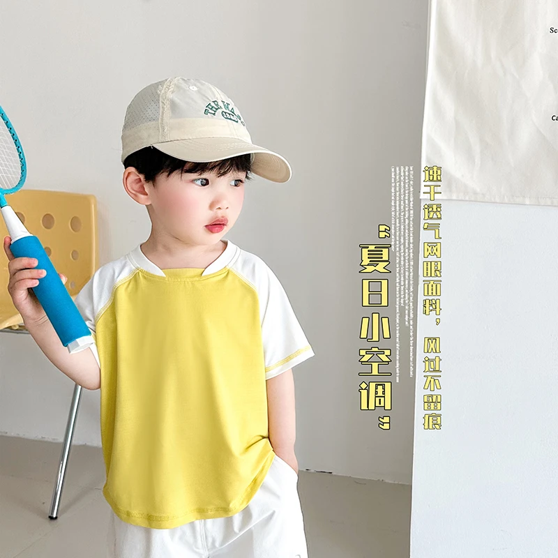 阿小轩【柠檬夏日】童装夏季新款儿童速干透气短袖T恤男童夏日半袖