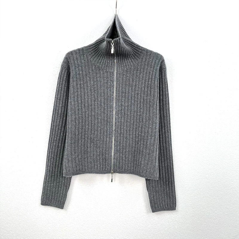 唐绢时尚纯山羊绒针织衫洋气高领长袖拉链气质女冬C171960-YR