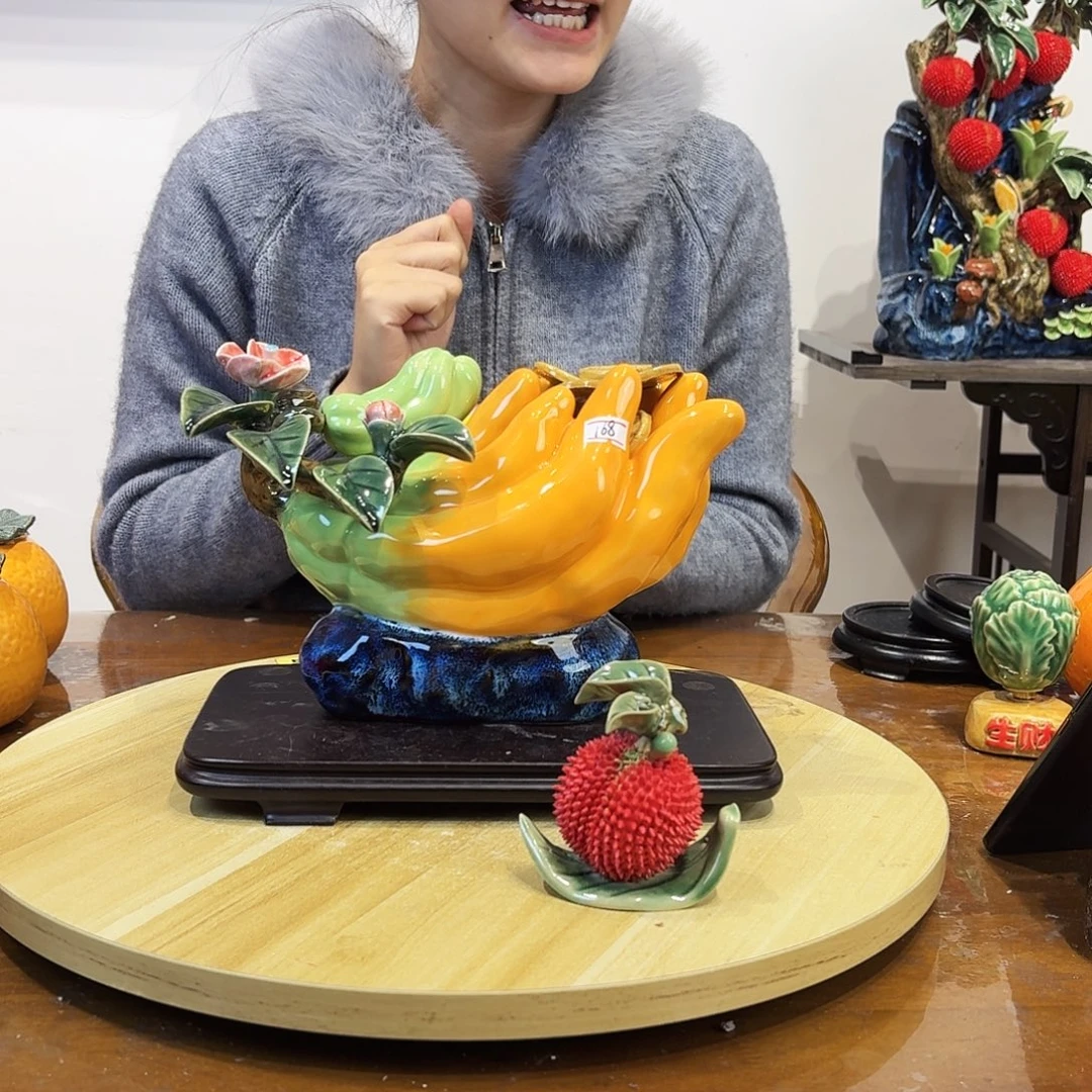 陶瓷佛手摆件168送单荔枝
