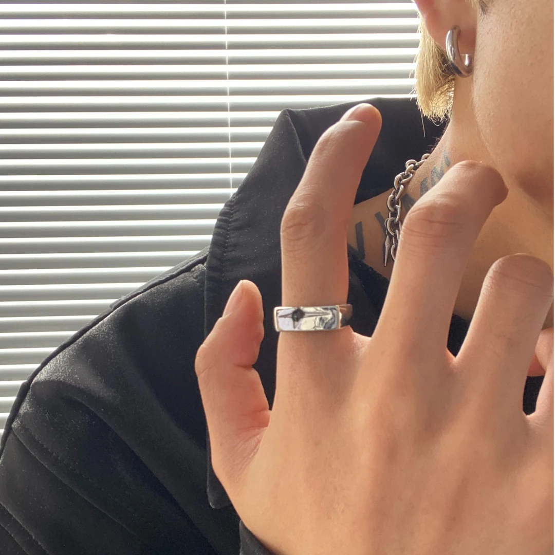 合金戒指 小众设计戒指男生霸气开口戒指潮款芒星指环配饰