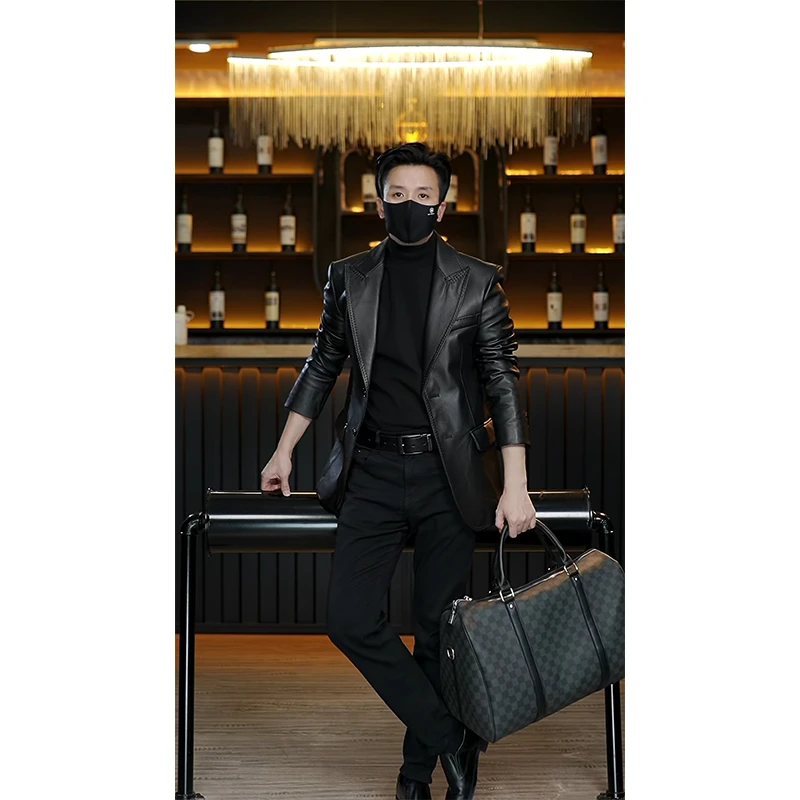 【亏本处理 不可退 】 定制牙签纹真皮绵羊皮西装