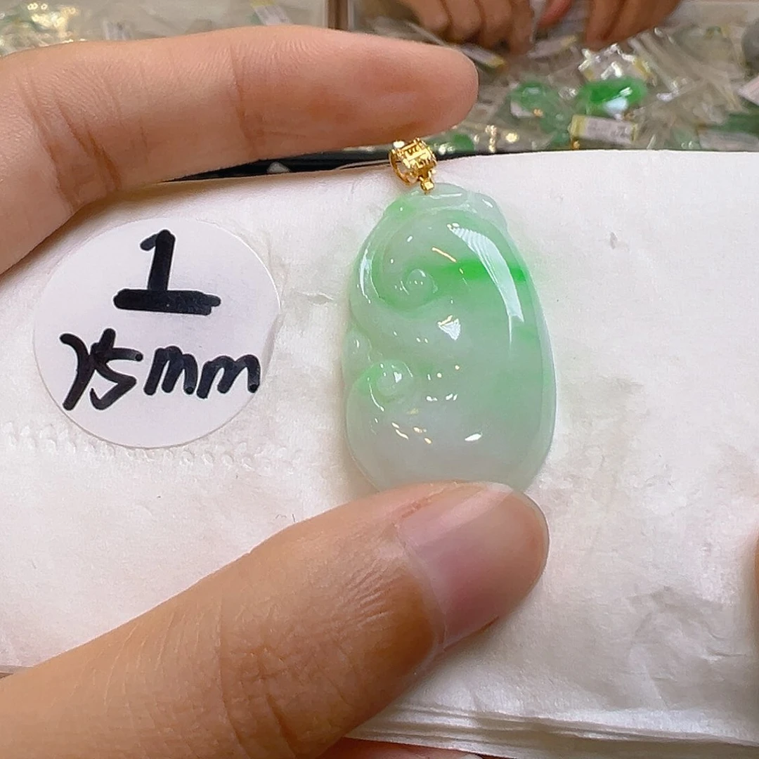 翡翠18K金镶嵌吊坠(不含链)翡翠