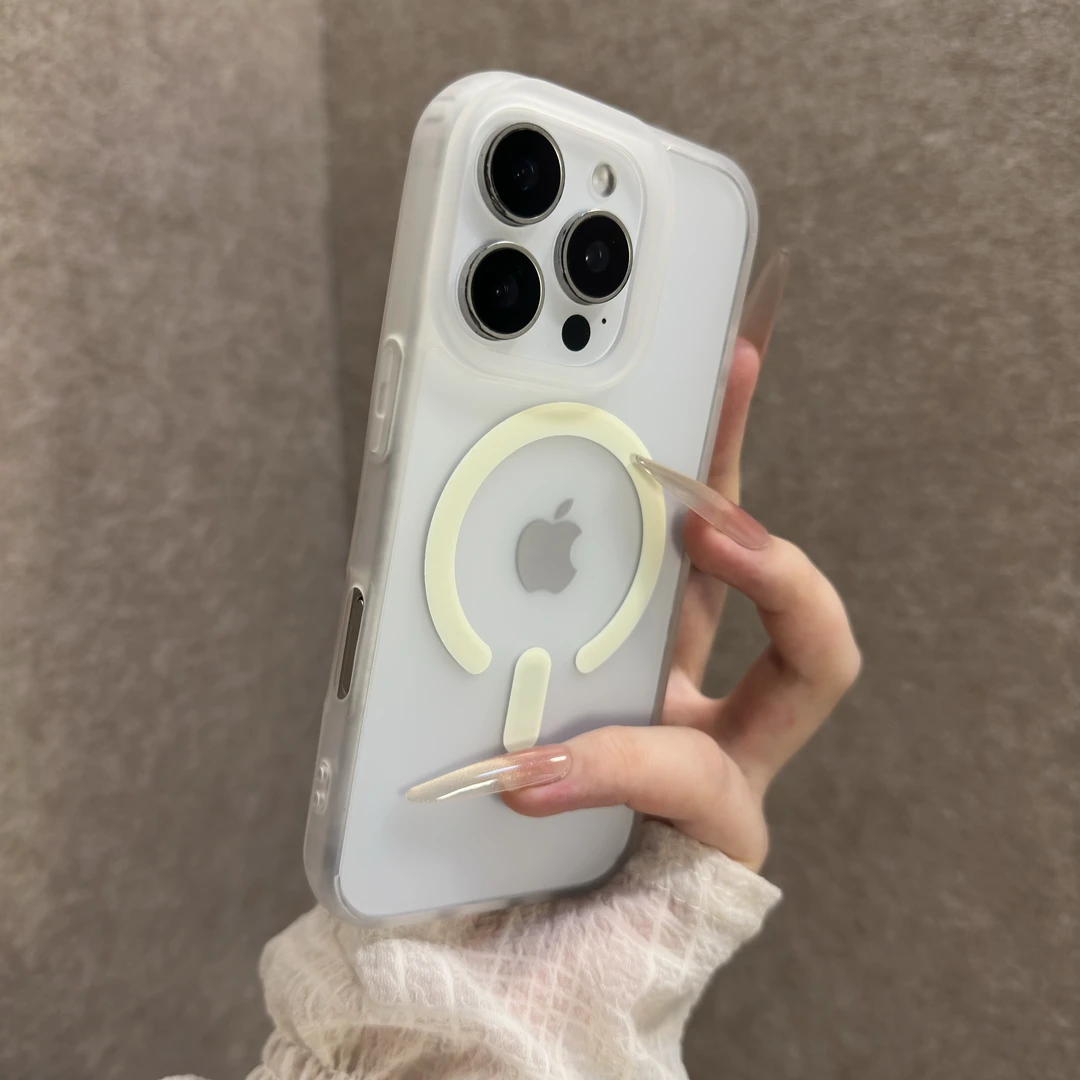 肤感磁吸适用苹果16promax手机壳iPhone15全包14透明简约13女款12